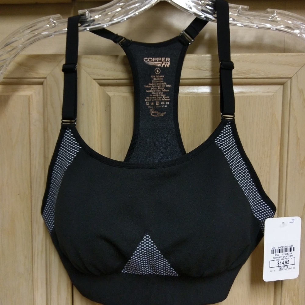 Copper Fit Black/Polka Dot Sports T Back Br